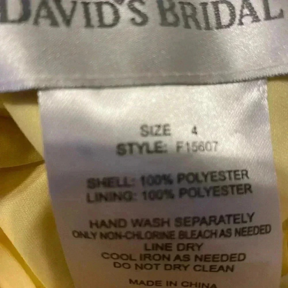 David’s Bridal | Bridesmaids Dress | Knee Length | Size 4 | Color: Canary - Picture 9 of 9
